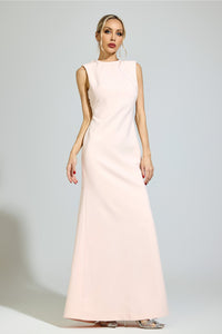 Ovelune Pink Backless Formal Dress