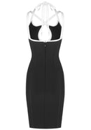 Xyrion Halter Strappy Midi Dress In Black