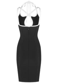 Xyrion Halter Strappy Midi Dress In Black