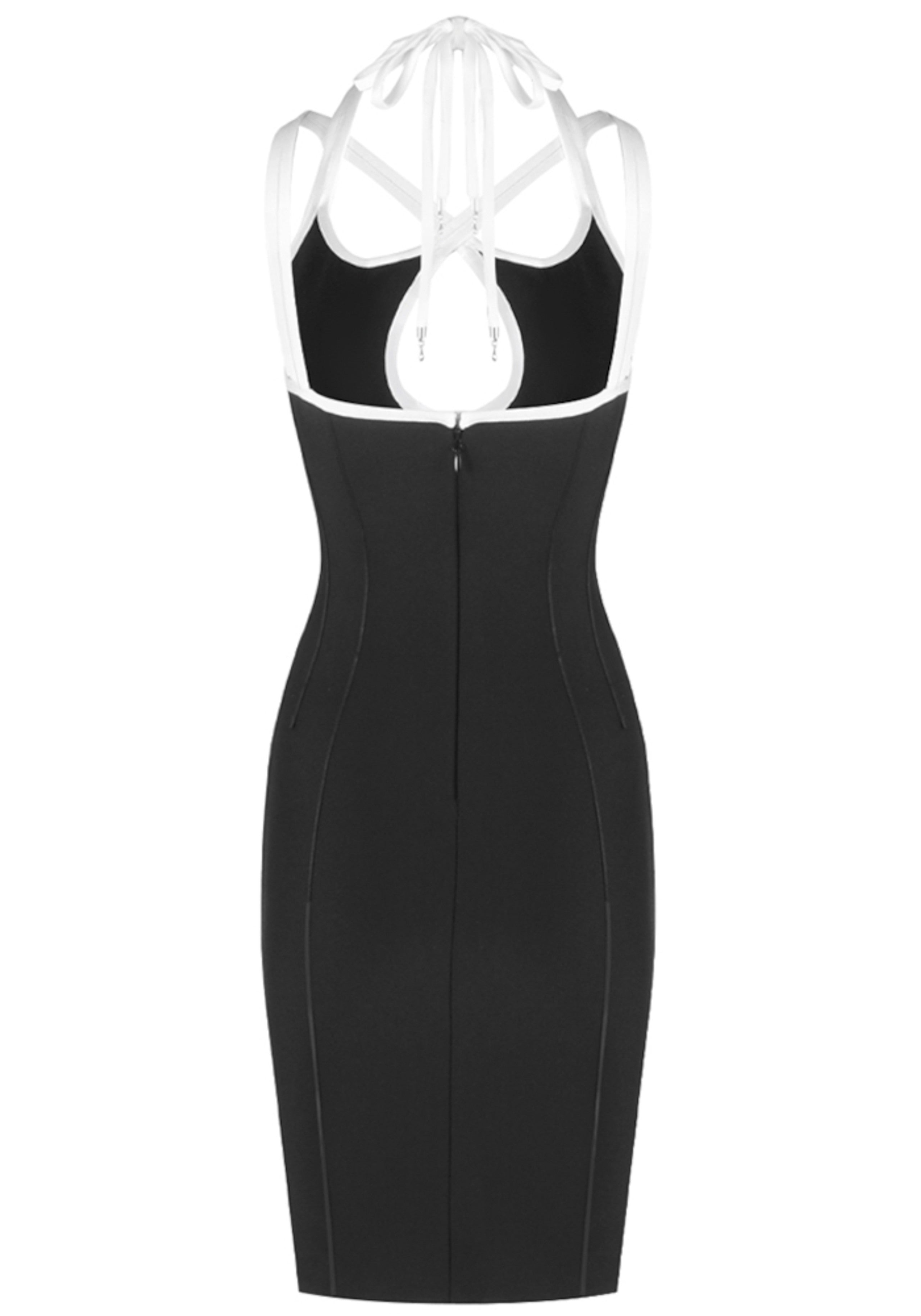 Xyrion Halter Strappy Midi Dress In Black