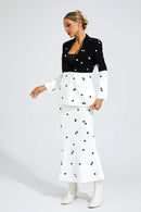 Daryle Polka Dot Sequins Blazer Set In White