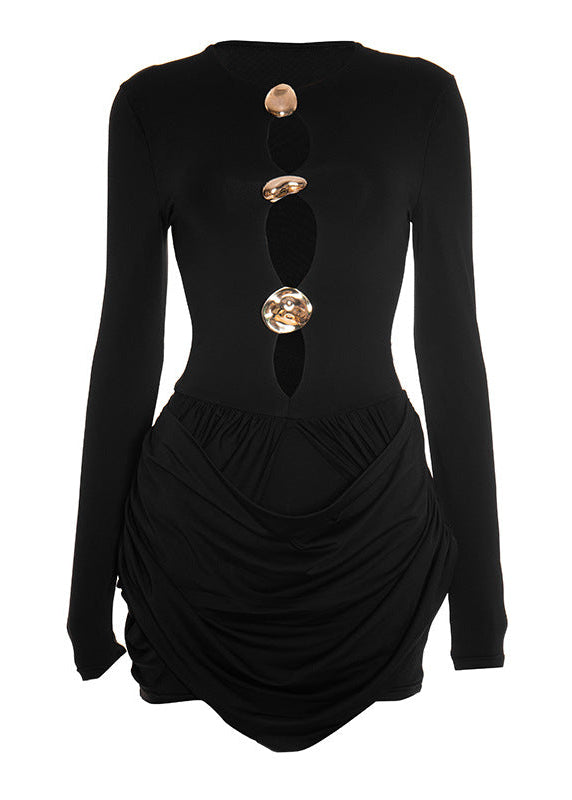 Marike Cutout Ruched Mini Dress In Black