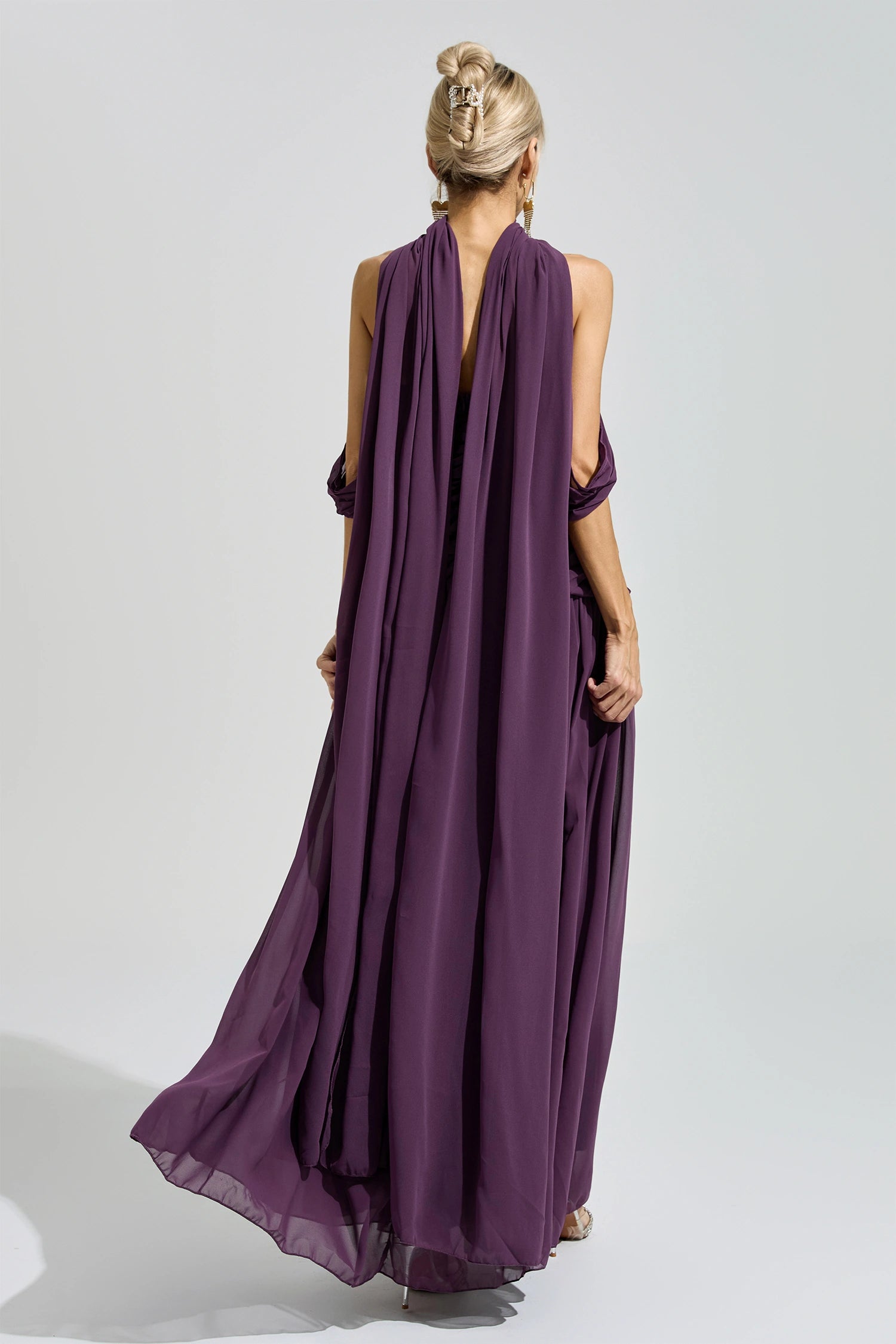 Gada Purple Halter Neck Maxi Dress