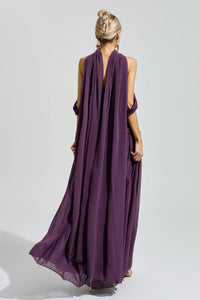 Gada Purple Halter Neck Maxi Dress