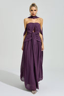 Gada Purple Halter Neck Maxi Dress