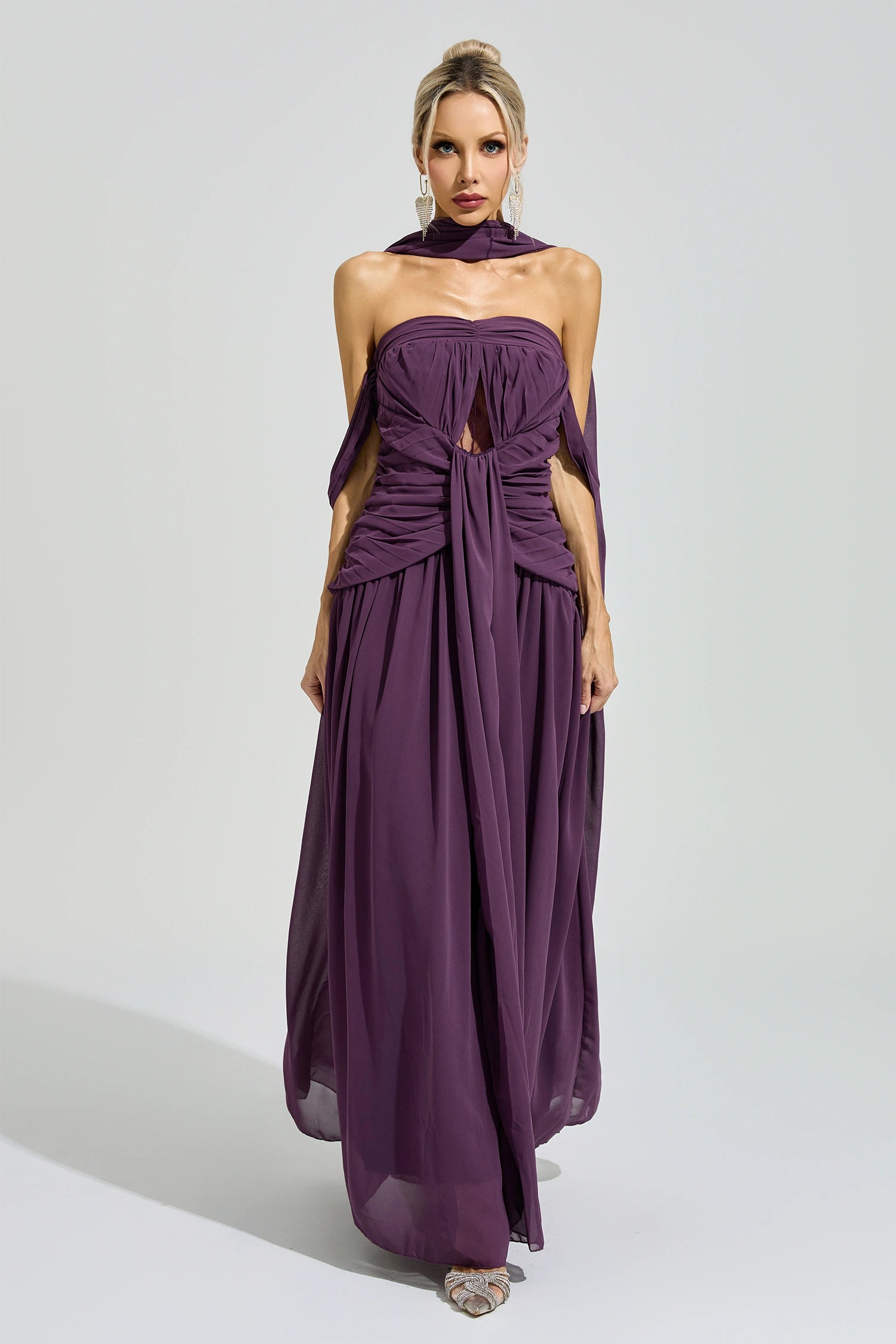 Gada Purple Halter Neck Maxi Dress
