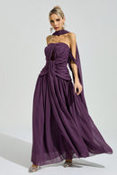 Gada Purple Halter Neck Maxi Dress