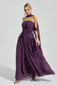 Gada Purple Halter Neck Maxi Dress