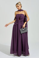 Gada Purple Halter Neck Maxi Dress