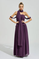 Gada Purple Halter Neck Maxi Dress
