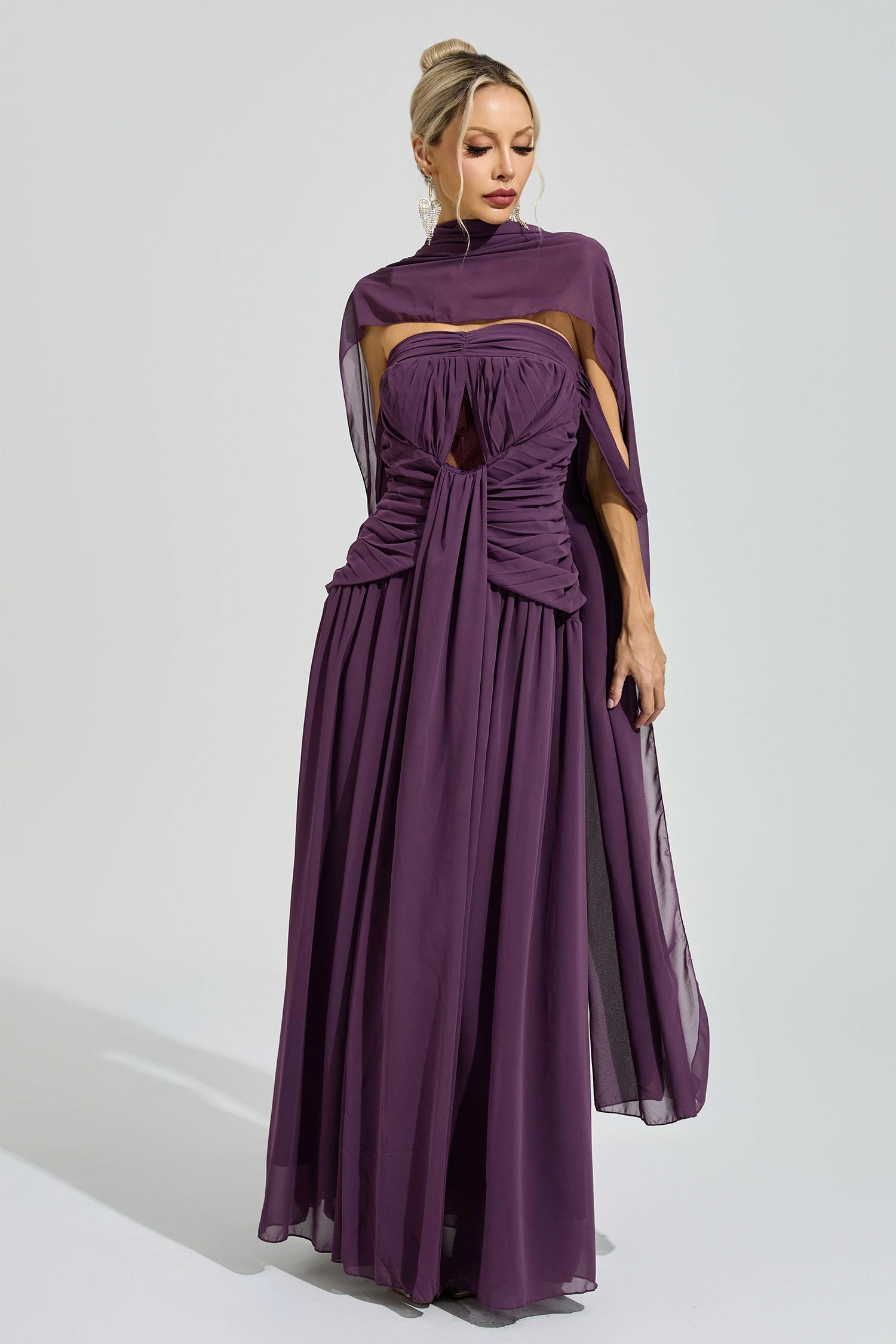 Gada Purple Halter Neck Maxi Dress