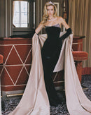 Marne Strapless Embellished Maxi Velvet Dress In Black