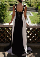 Aibhne Floral Detail Corset A Line Maxi Dress In Black White