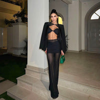 Monroe Long Sleeve Draped Two Piece Jumpsuit In Black