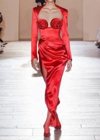 Bexlen Long Sleeve Floral Maxi Two Piece Dress In Red