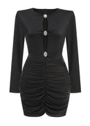 Aeloria Crystal-Embellished Cutout Mini Dress In Black