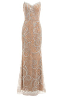 Lathrop Strapless Pearl Sequin Embellished Maxi Dress In Nude