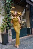 Kareem Hooded Mesh Backless Maxi Dress