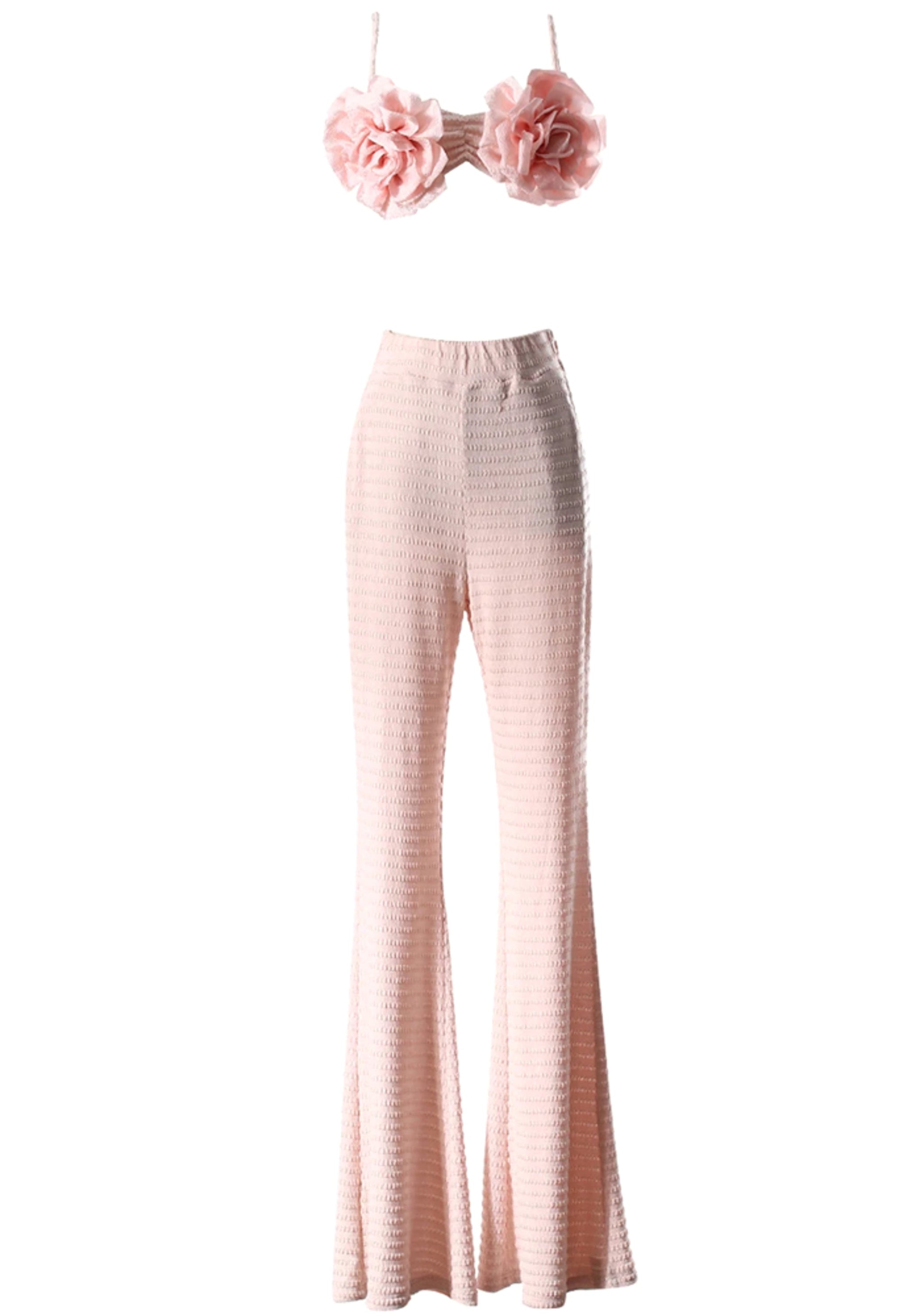 Nadim Floral Two Piece Jumpsuit In Blush Pink