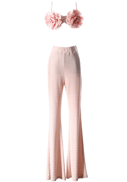 Nadim Floral Two Piece Jumpsuit In Blush Pink