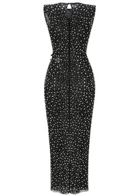 Haxara Crystal Cutout Maxi Dress In Black