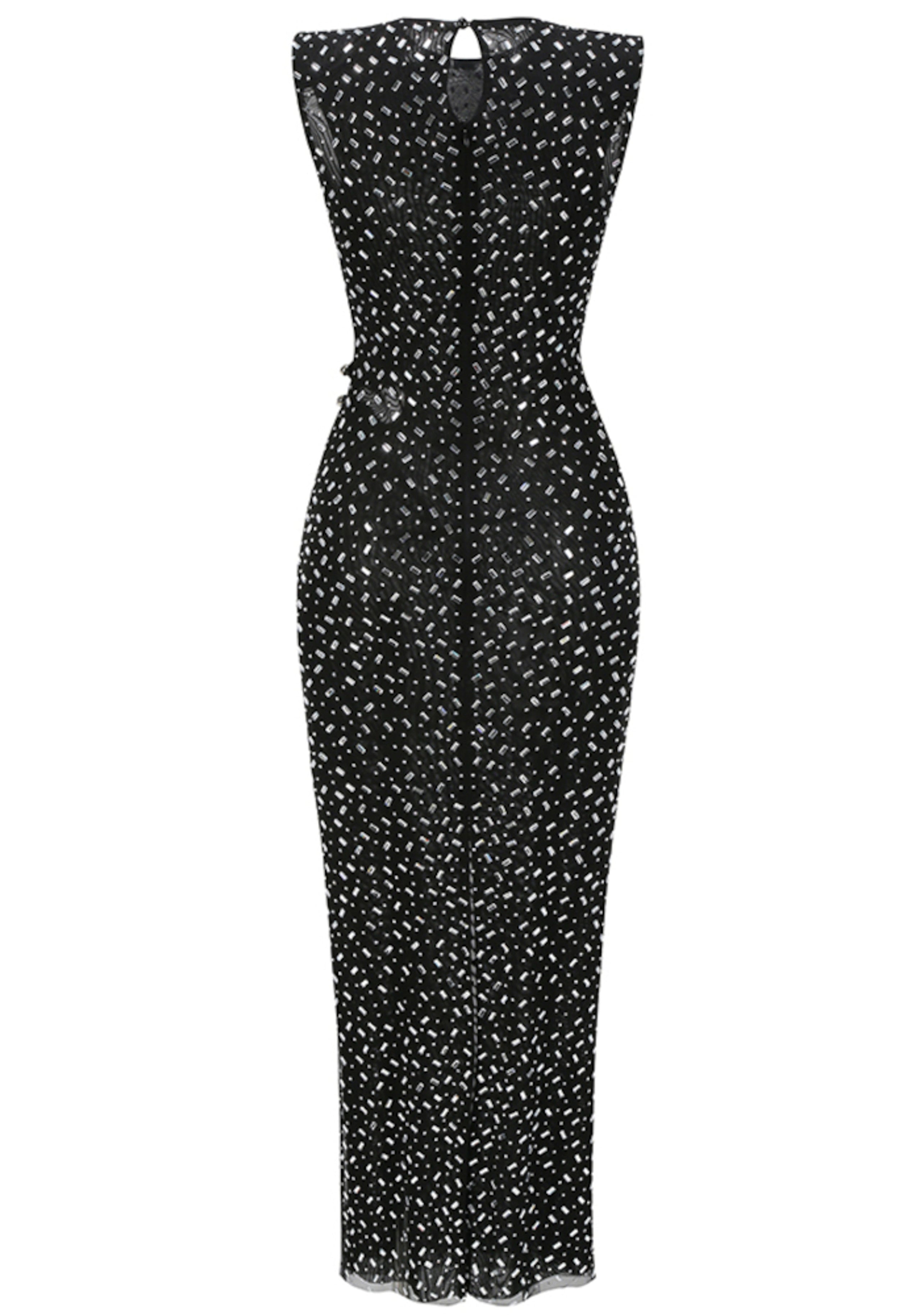 Haxara Crystal Cutout Maxi Dress In Black