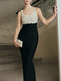 Isometry Floral Bustier Maxi Dress Black In Ivory