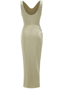 Jamari Draped Maxi Dress In Olive Green