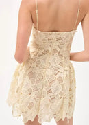 Lequoia Floral Crochet A Line Dress Ivory