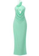 Janusz Halter Floral Maxi Dress In Green