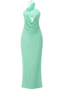 Janusz Halter Floral Maxi Dress In Green