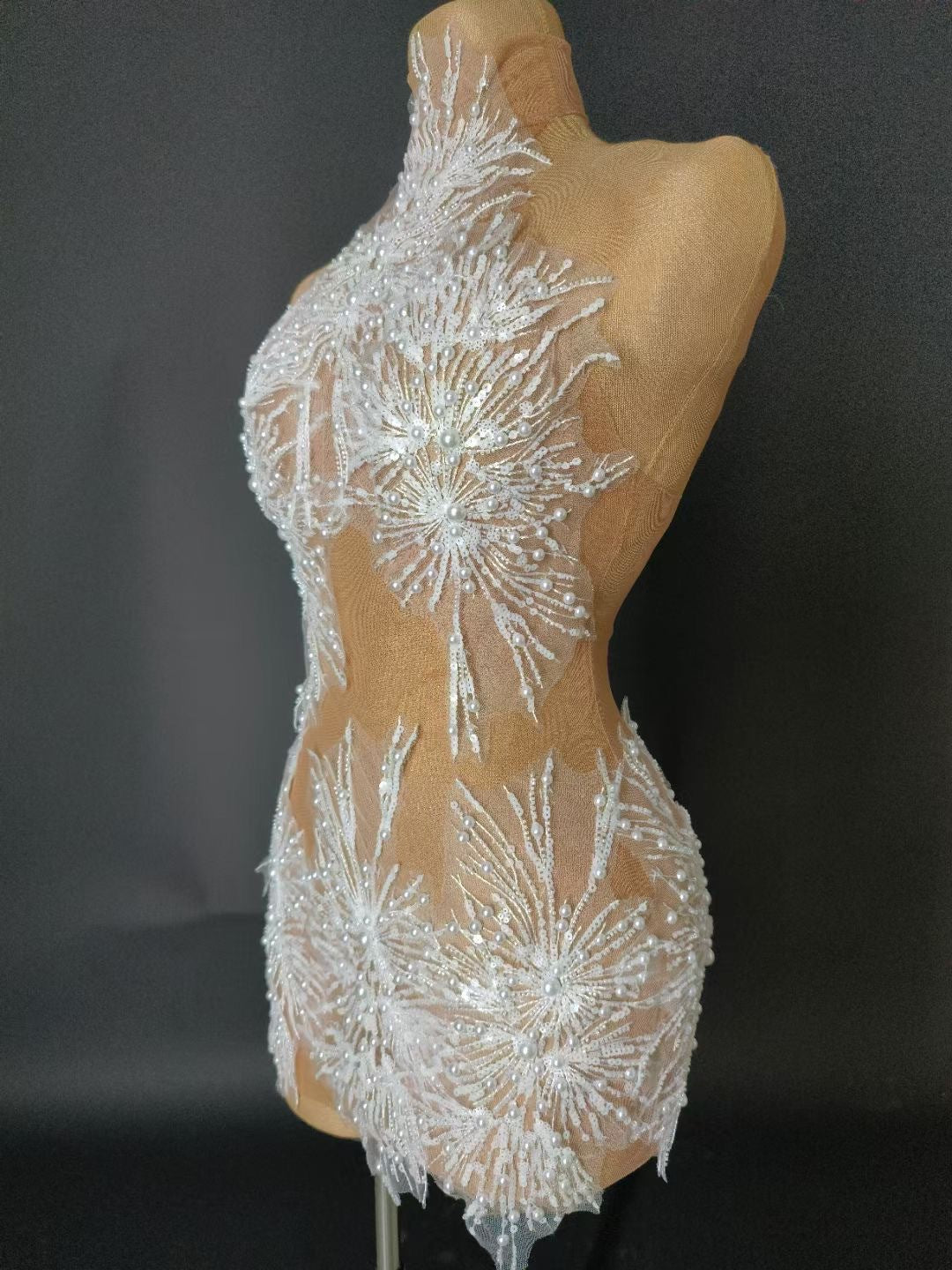 Lyari Mesh Embroidered Beaded Halterneck Jumpsuit