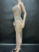 Plvara Embellished Diamond Chain Mini Dress