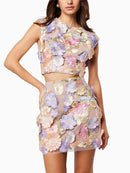 Melinda Floral Embroidered Skirt Set