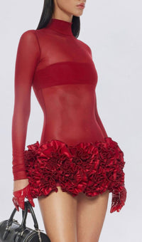 Galyn Embellished Mini Dress In Red