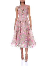 Neskor Embroidered Blush Midi Dress