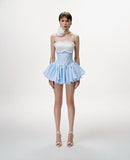 Weskor Plaid-Panel Strapless Mini Dress