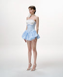 Weskor Plaid-Panel Strapless Mini Dress