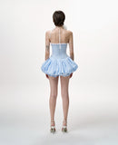 Weskor Plaid-Panel Strapless Mini Dress