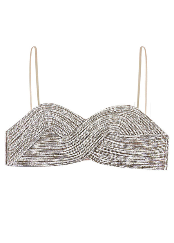 Izvra Crystal Bra Top In Silver