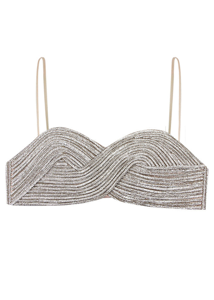 Izvra Crystal Bra Top In Silver