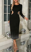 Rigby Crystal Embellished Cutout Midi Dress In Black