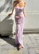 Isoclinal One Shoulder Floral Maxi Dress In Lavender