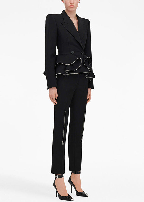 Filadelfo Zipper Detail Peplum Suit In Black