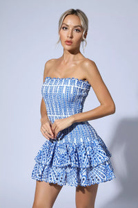 Larry Ruffle Mini Dress In Blue