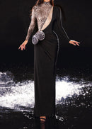 Lyrion Long Sleeve Animal Print Floral Maxi Dress In Black