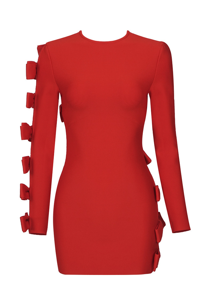 Verree Cutout Bow Mini Dress In Red