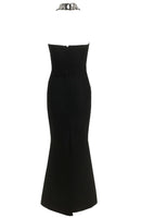 Ronica Halter Crystal Mermaid Maxi Dress In Black