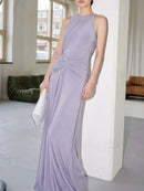 Genevra Purple Ruched Maxi Dress