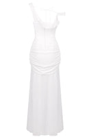 Ryron One Shoulder Corset Draped Maxi Dress In White